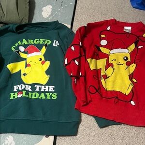 Hybrid Apparel Pikachu Holiday Sweatshirt Set - Green and Red